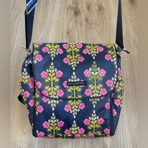 Petunia Pickle Bottom Navy Pink Floral Print Diaper Bag Backpack EUC